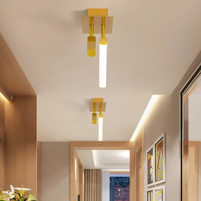 Minimale dubbele boog semi-inbouwlamp acryl LED gang inbouwverlichting goud, warm/wit licht Clearhalo