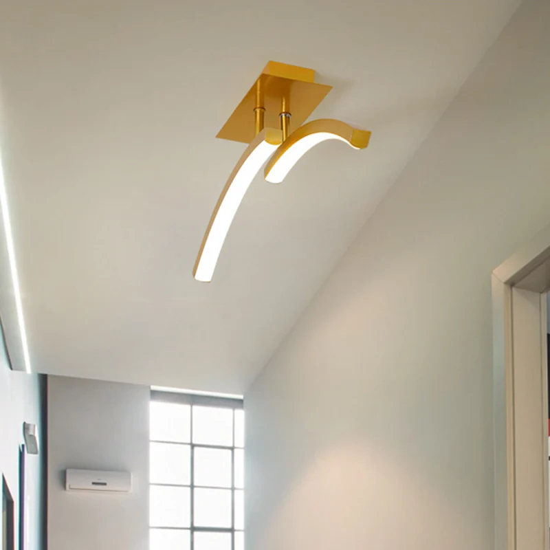 Minimale dubbele boog semi-inbouwlamp acryl LED gang inbouwverlichting goud, warm/wit licht Clearhalo