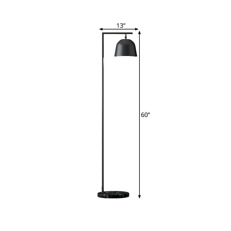 Minimale emmerleesvloerlamp Metaal 1-lichts slaapkamervloerleesverlichting zwart/goud Clearhalo