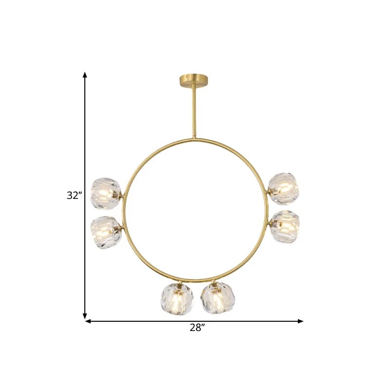 Minimale lus semi-inbouwlicht metaal 3/6 koppen gang LED-plafondverlichting goud met bolgefacetteerde kristallen kap Clear...