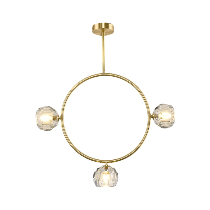 Minimale lus semi-inbouwlicht metaal 3/6 koppen gang LED-plafondverlichting goud met bolgefacetteerde kristallen kap Clear...