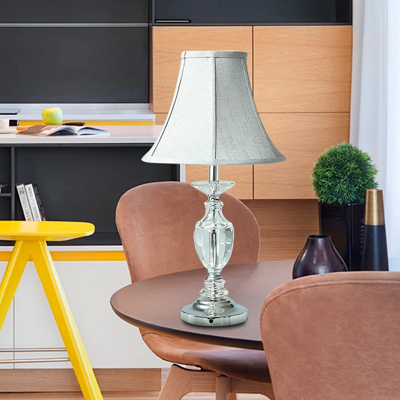 Minimalisme Bell-nachtlamp met panelen, handgeslepen kristallen nachtkastje met 1 kop grijs Clearhalo