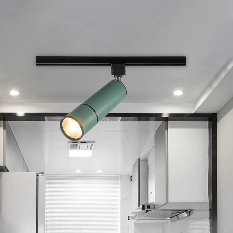 Minimalisme Pipe semi-inbouwlamp aluminium LED-restaurant inbouwplafondlamp groen/zwart Clearhalo