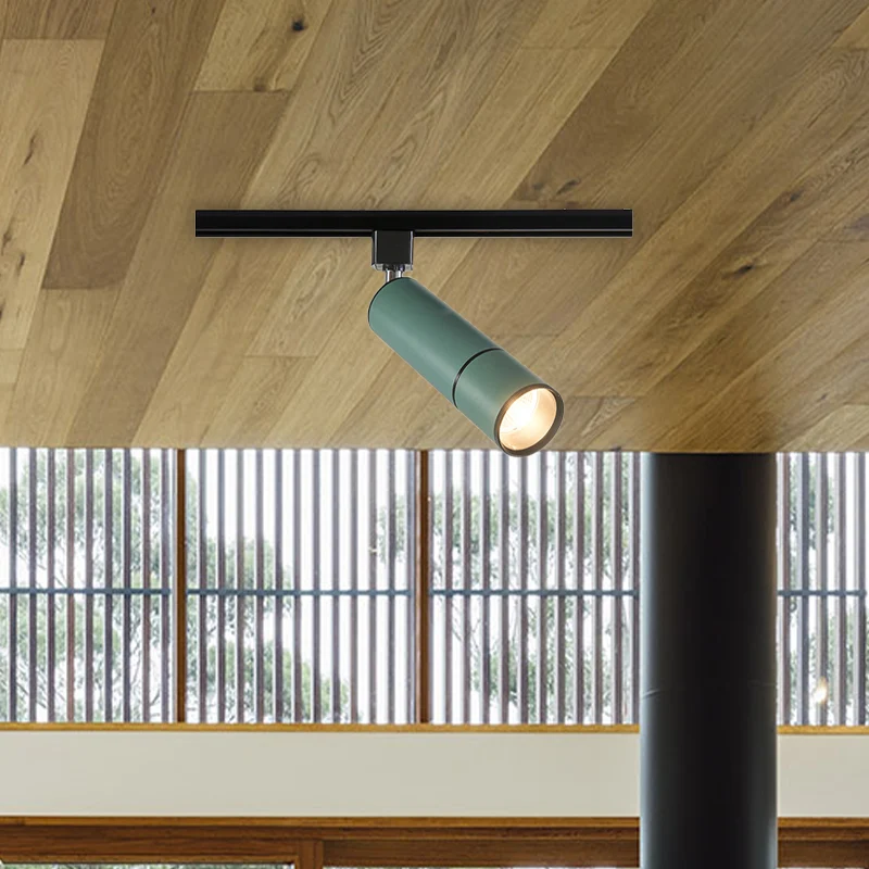Minimalisme Pipe semi-inbouwlamp aluminium LED-restaurant inbouwplafondlamp groen/zwart Clearhalo