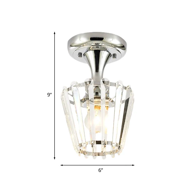 Minimalisme, taps toelopend mini-plafondarmatuur, 1-lichts kristal, semi-inbouwverlichtingsarmatuur chroom Clearhalo