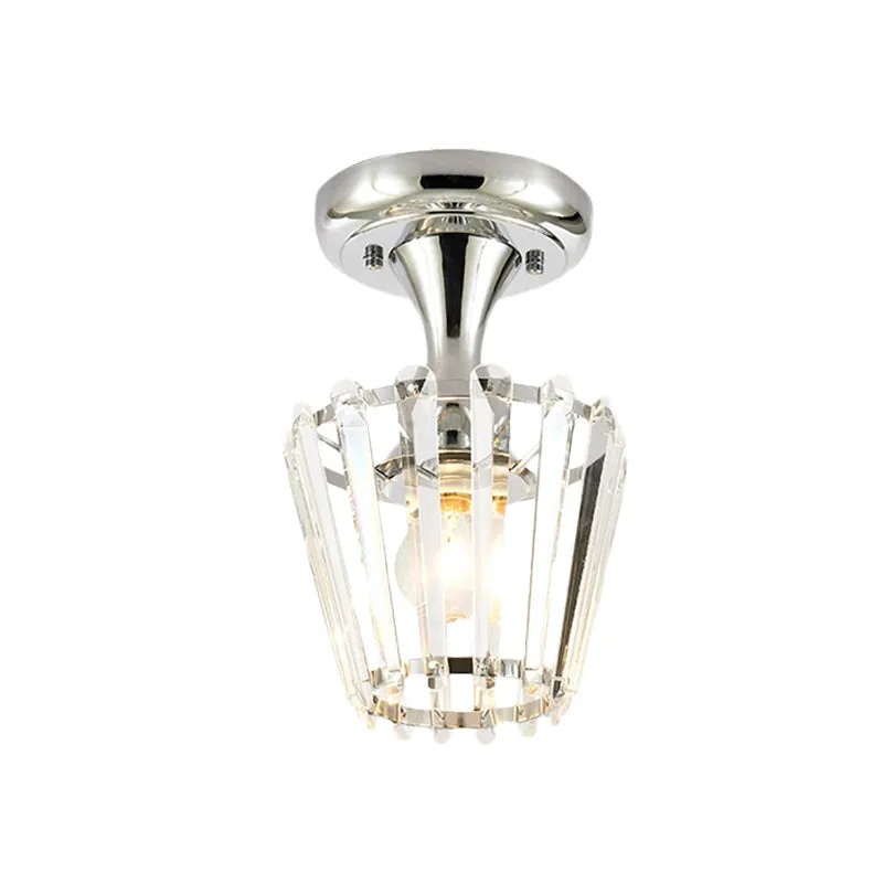 Minimalisme, taps toelopend mini-plafondarmatuur, 1-lichts kristal, semi-inbouwverlichtingsarmatuur chroom Clearhalo