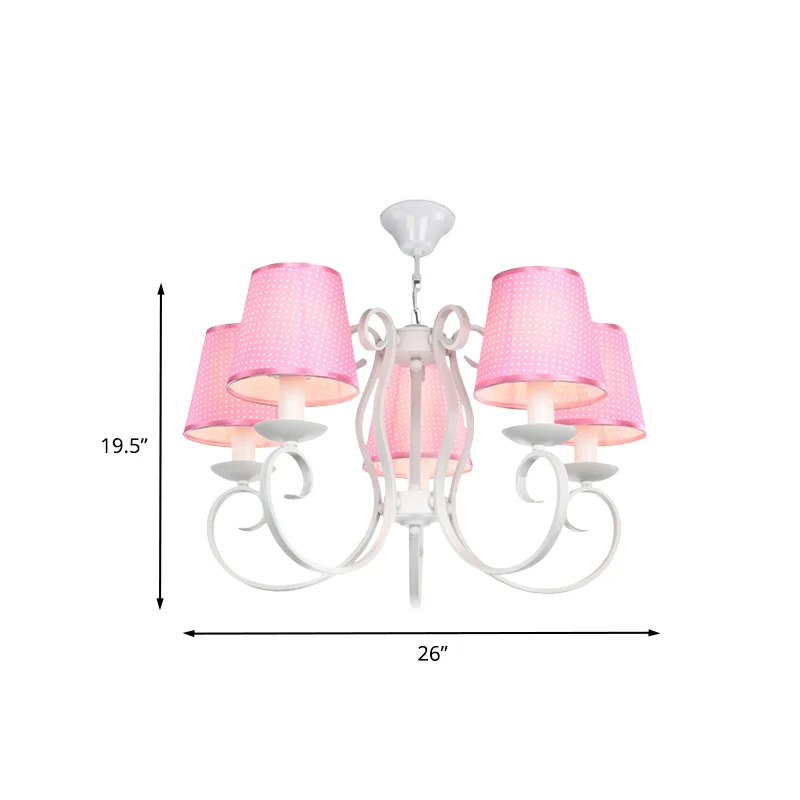 Minimalisme ton plafondkroonluchter stof 5 lampen slaapkamer hangende lamp roze Clearhalo