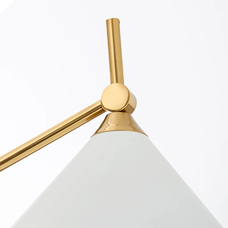 Minimalistisch nachtkastje met kegelvormige verlichting, metallic nachtkastje met 1 lamp en tweepoots voet Clearhalo
