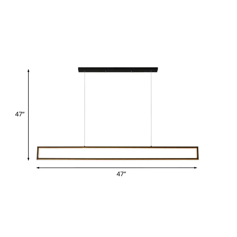 Minimalistisch rechthoekig frame eilandlicht metalen eetkamer LED-hanglamp wit/warm licht, 39"/47" lang Clearhalo