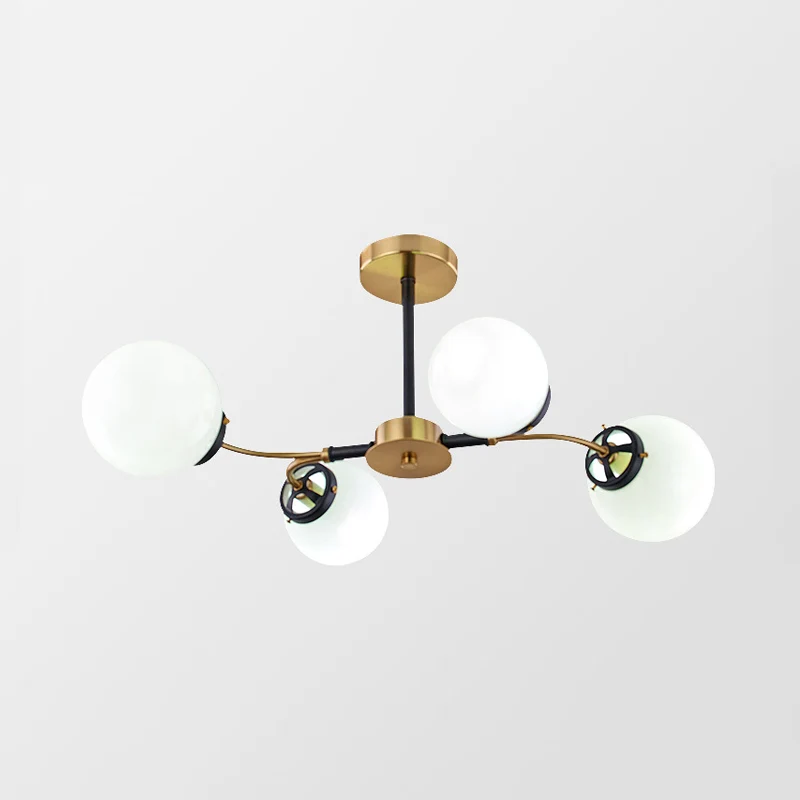 Minimalistische bol semi-inbouw wit/rookgrijs glas 4/6/8 lampen woonkamer plafondlamp Clearhalo