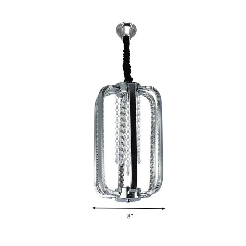 Minimalistische cilinder hanglamp kristal 8"/16" brede LED-plafondlamp voor slaapkamer zilver voor slaapkamer Clearhalo