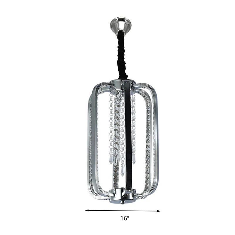 Minimalistische cilinder hanglamp kristal 8"/16" brede LED-plafondlamp voor slaapkamer zilver voor slaapkamer Clearhalo
