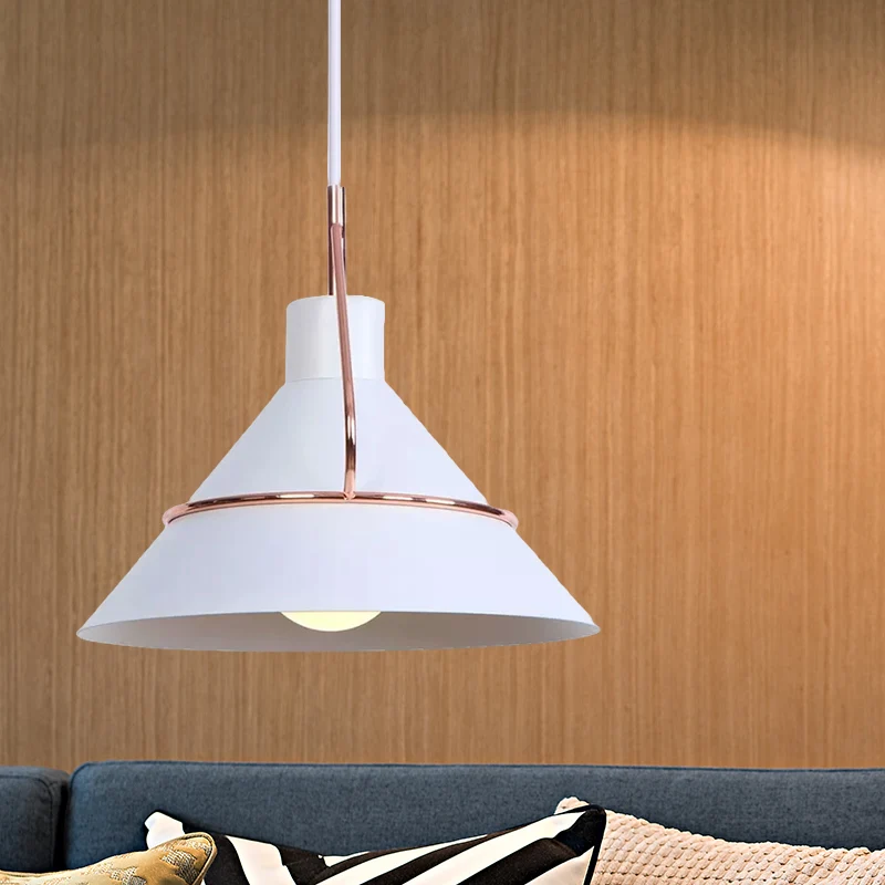Minimalistische conische hanglamp metaal 1-lichts woonkamer hanglamp wit/zwart Clearhalo