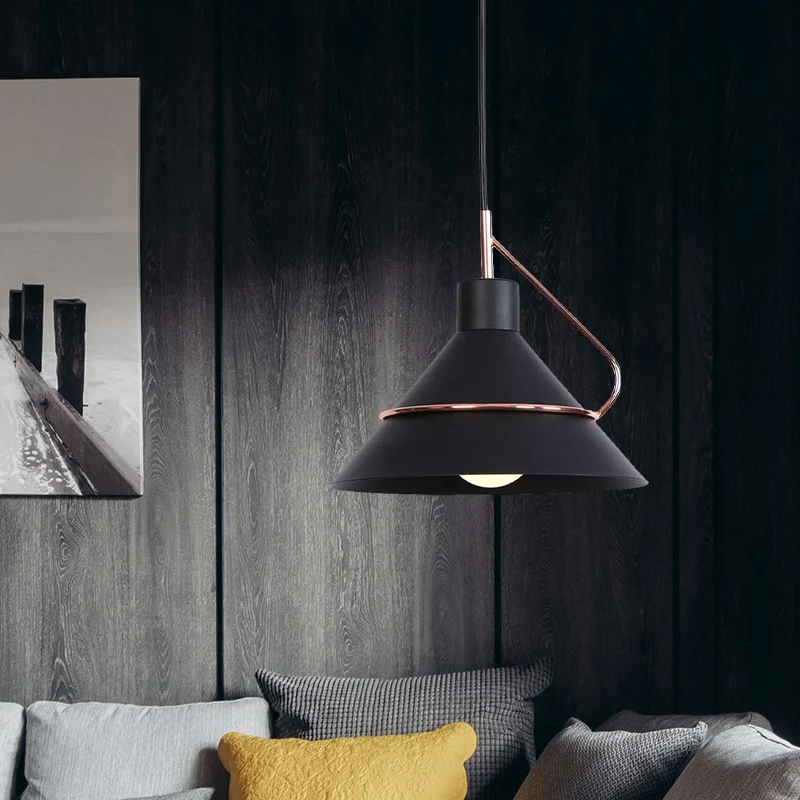 Minimalistische conische hanglamp metaal 1-lichts woonkamer hanglamp wit/zwart Clearhalo