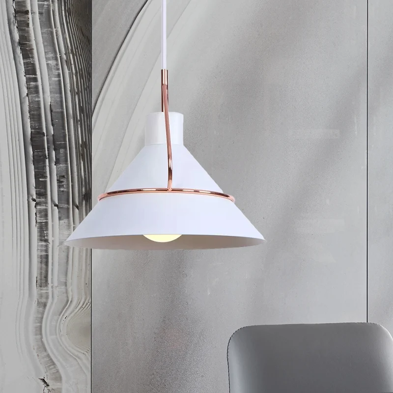 Minimalistische conische hanglamp metaal 1-lichts woonkamer hanglamp wit/zwart Clearhalo