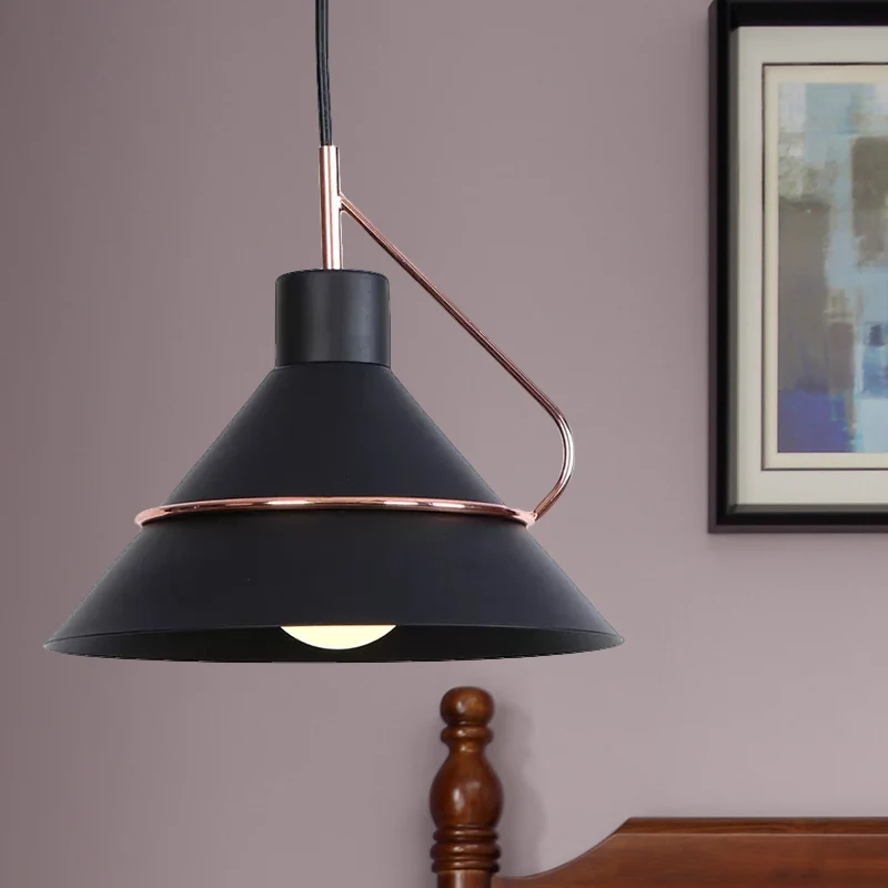 Minimalistische conische hanglamp metaal 1-lichts woonkamer hanglamp wit/zwart Clearhalo