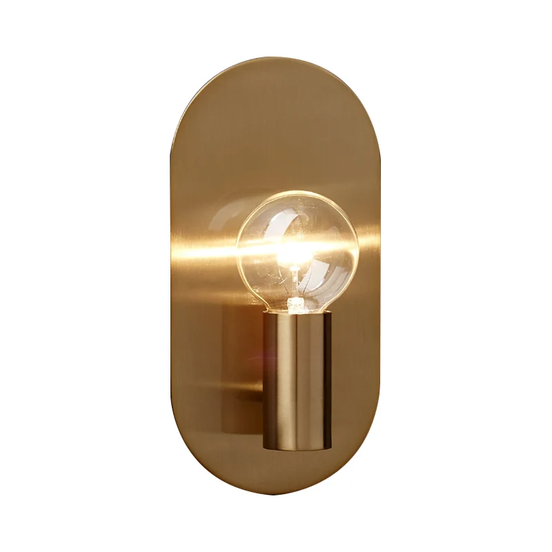 Minimalistische gouden afwerking metalen wandlamp met ovale achterplaat, 1 lichtbron Clearhalo