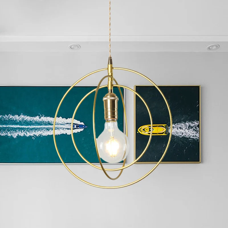Minimalistische hanglamp met 3 ringen, metaal, 1 licht, woonkamer hanglamp goud Clearhalo