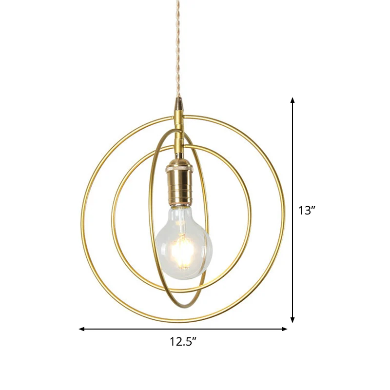 Minimalistische hanglamp met 3 ringen, metaal, 1 licht, woonkamer hanglamp goud Clearhalo