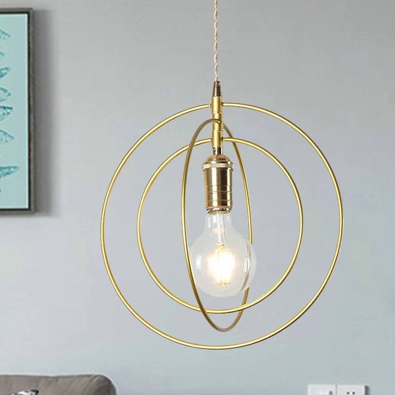 Minimalistische hanglamp met 3 ringen, metaal, 1 licht, woonkamer hanglamp goud Clearhalo