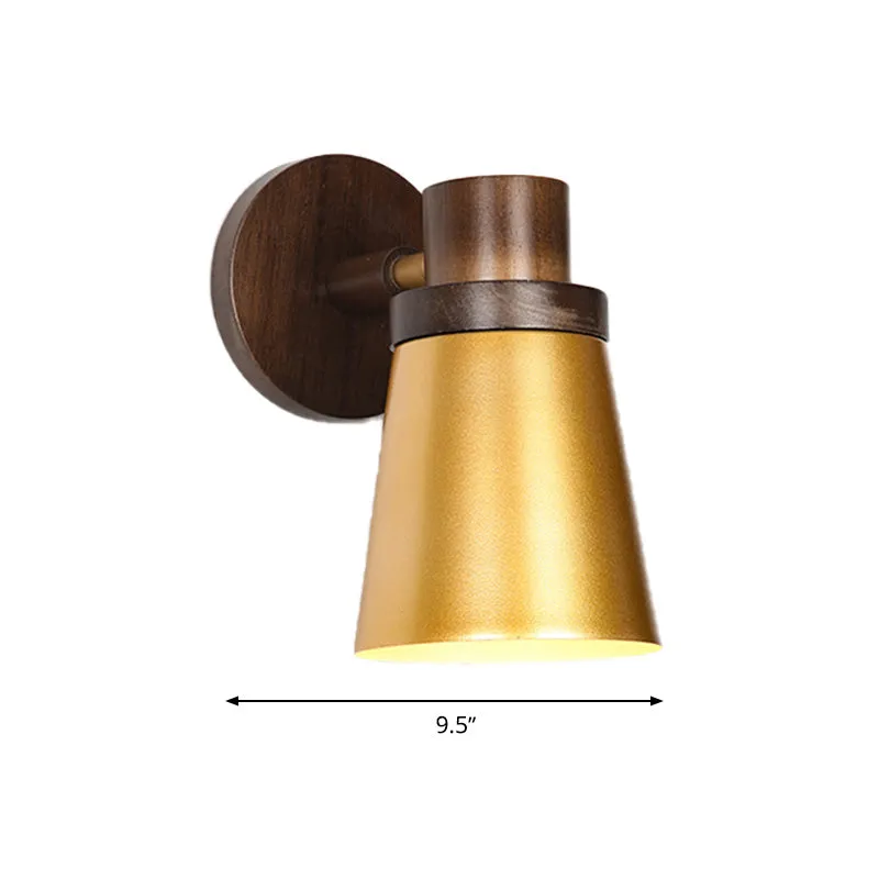 Minimalistische kegel houten schans 1 kop wandverlichtingsarmatuur goud voor woonkamer Clearhalo