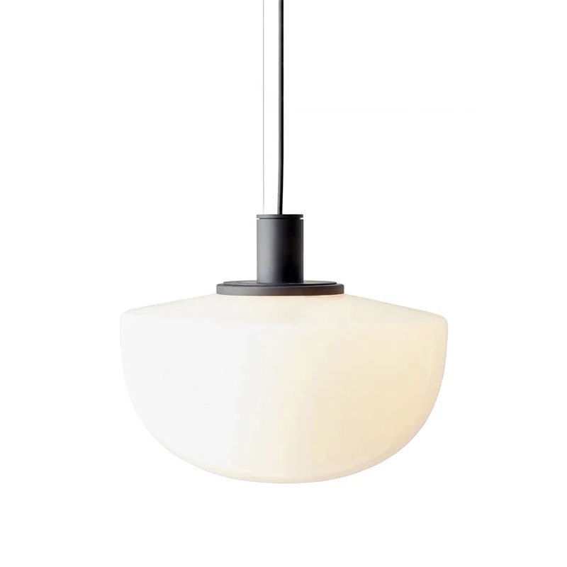 Minimalistische koepelverlichting, wit glas, 1 lamp, eettafel, plafondhanglamp zwart Clearhalo