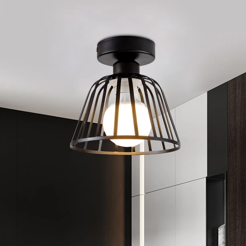Minimalistische komkooi semi-inbouwverlichting ijzer 1 lamp gang plafond inbouw zwart/goud Clearhalo