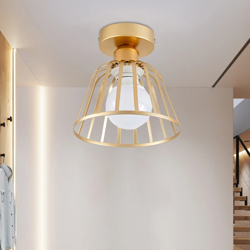 Minimalistische komkooi semi-inbouwverlichting ijzer 1 lamp gang plafond inbouw zwart/goud Clearhalo