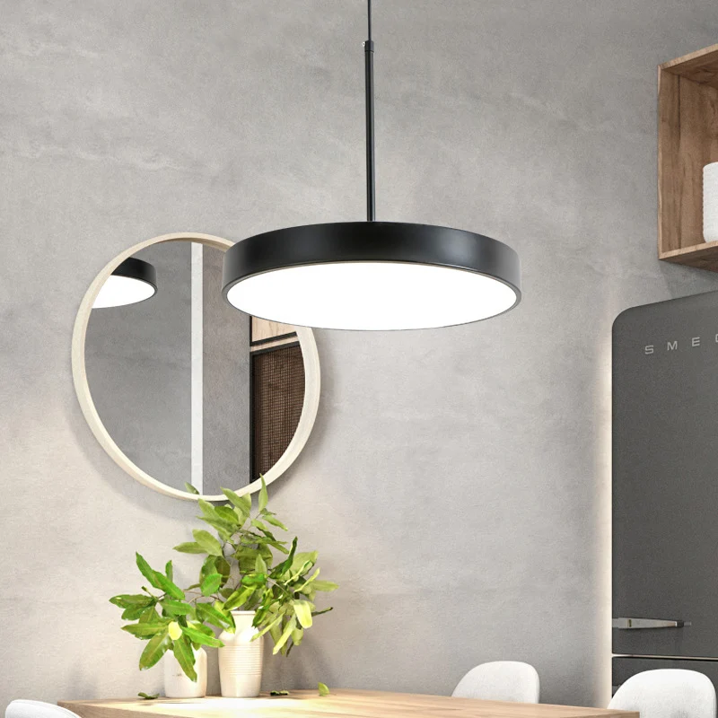 Minimalistische LED-hangende hanglamp, ronde plafondlamp met acrylkap voor eetkamer Clearhalo