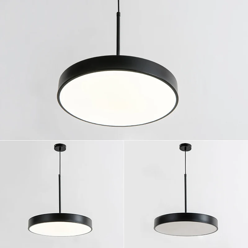 Minimalistische LED-hangende hanglamp, ronde plafondlamp met acrylkap voor eetkamer Clearhalo