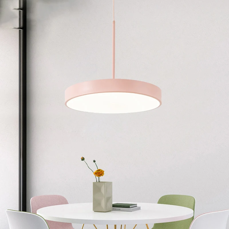 Minimalistische LED-hangende hanglamp, ronde plafondlamp met acrylkap voor eetkamer Clearhalo