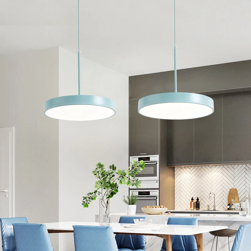 Minimalistische LED-hangende hanglamp, ronde plafondlamp met acrylkap voor eetkamer Clearhalo