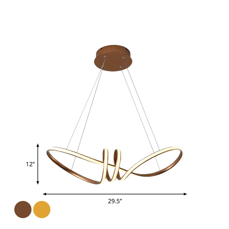 Minimalistische LED-hanglamp goud/koffie 8-vormige hangende kroonluchter met acrylkap, warm/wit licht Clearhalo