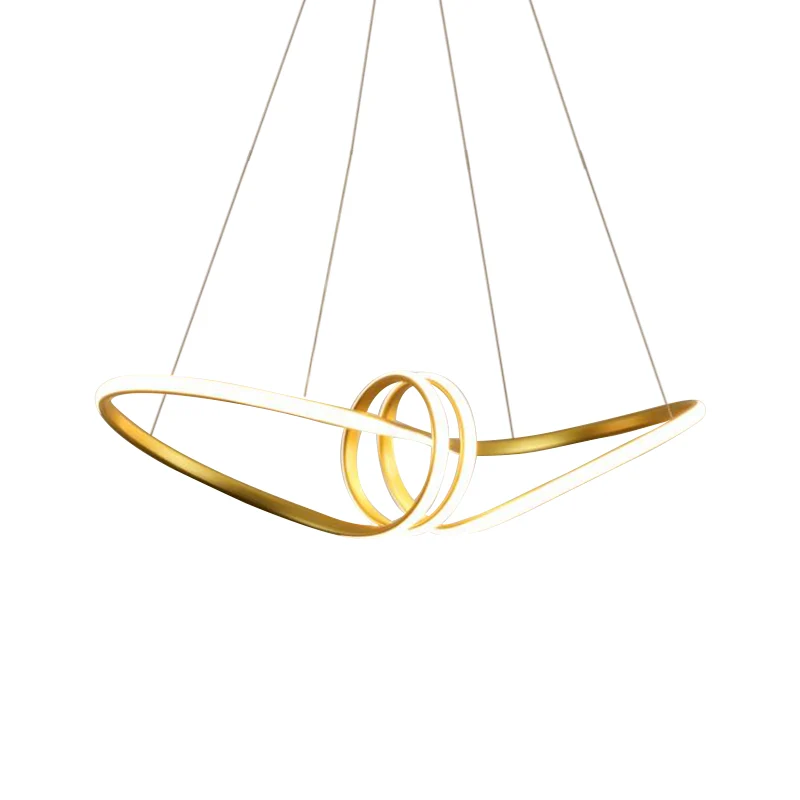 Minimalistische LED-hanglamp goud/koffie 8-vormige hangende kroonluchter met acrylkap, warm/wit licht Clearhalo