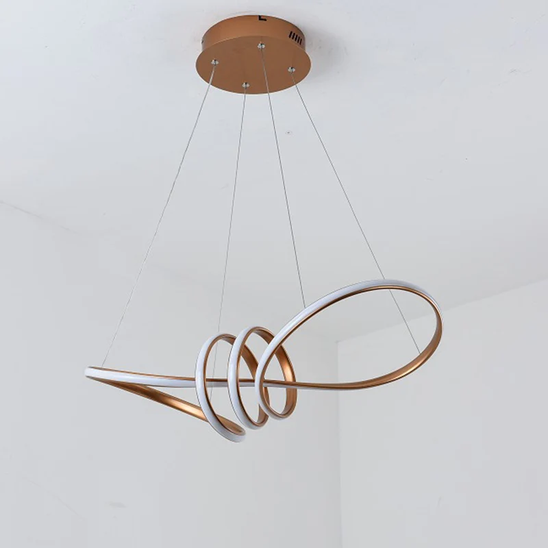 Minimalistische LED-hanglamp goud/koffie 8-vormige hangende kroonluchter met acrylkap, warm/wit licht Clearhalo