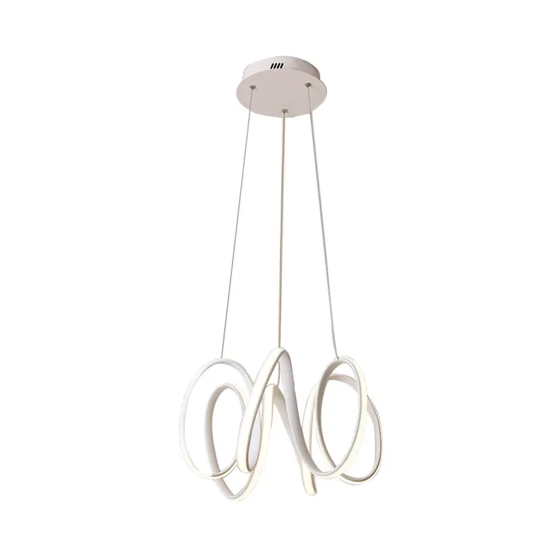 Minimalistische LED-kroonluchterlamp met acrylkap Witte curve hanglamp wit/warm licht voor woonkamer Clearhalo