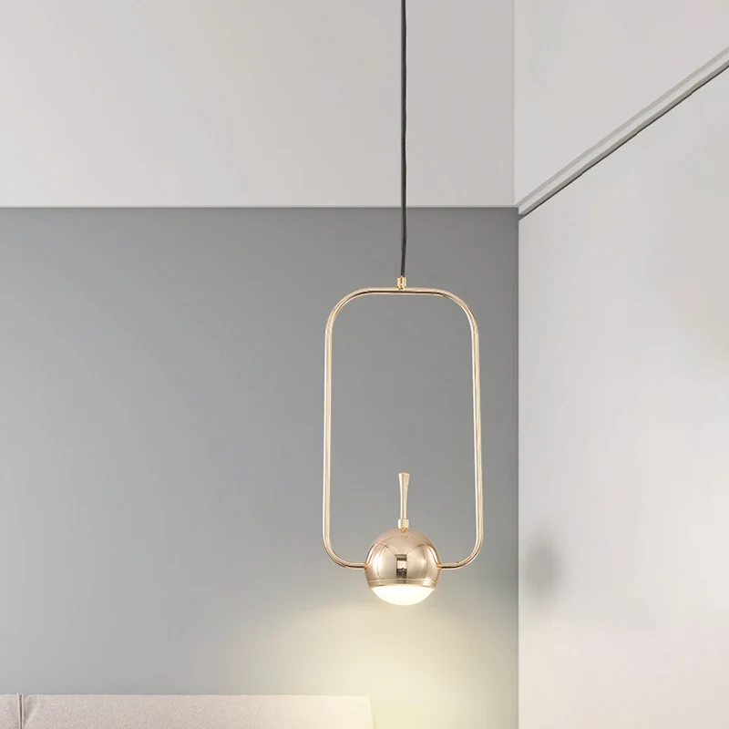 Minimalistische LED-plafondlamp met roségouden ronde/driehoek/rechthoekige neerwaartse verlichting met koepelvormige acryl...