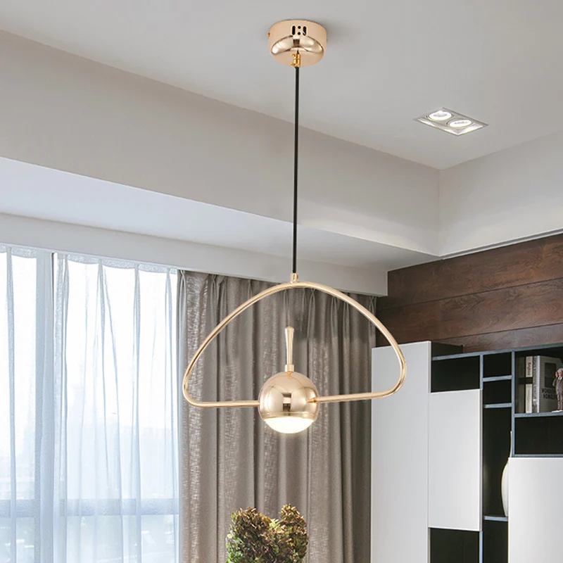 Minimalistische LED-plafondlamp met roségouden ronde/driehoek/rechthoekige neerwaartse verlichting met koepelvormige acryl...