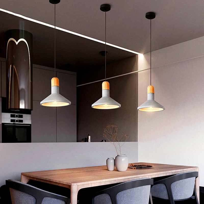 Minimalistische trechtervormige hanglamp Cement 1-lamps eetkamer ophanglamp grijs Clearhalo