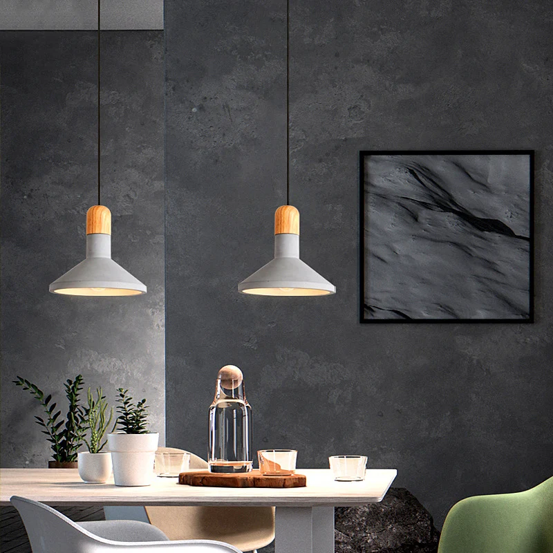Minimalistische trechtervormige hanglamp Cement 1-lamps eetkamer ophanglamp grijs Clearhalo
