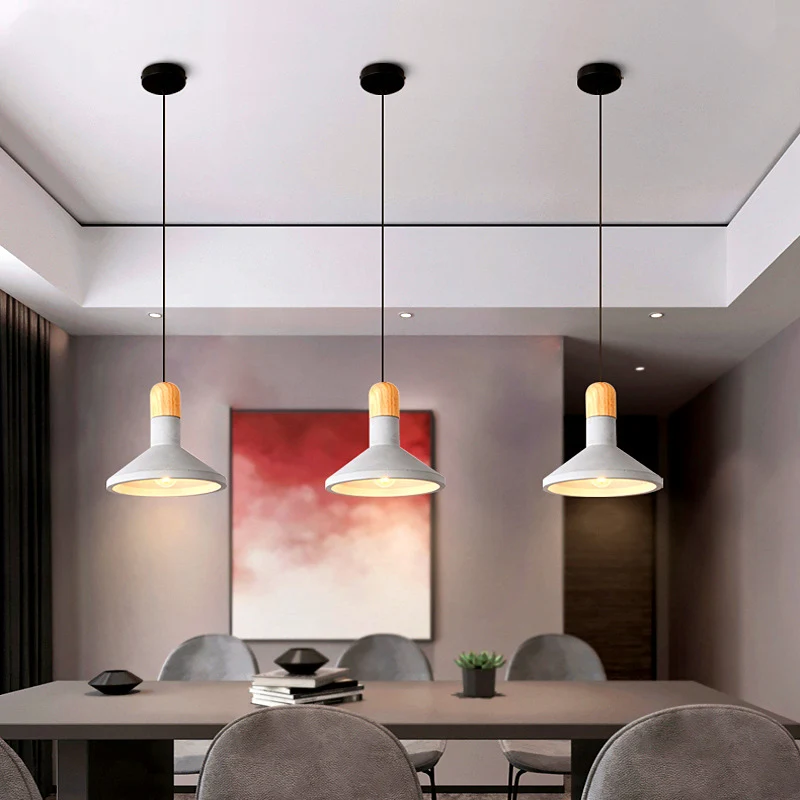 Minimalistische trechtervormige hanglamp Cement 1-lamps eetkamer ophanglamp grijs Clearhalo