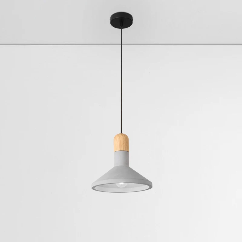 Minimalistische trechtervormige hanglamp Cement 1-lamps eetkamer ophanglamp grijs Clearhalo