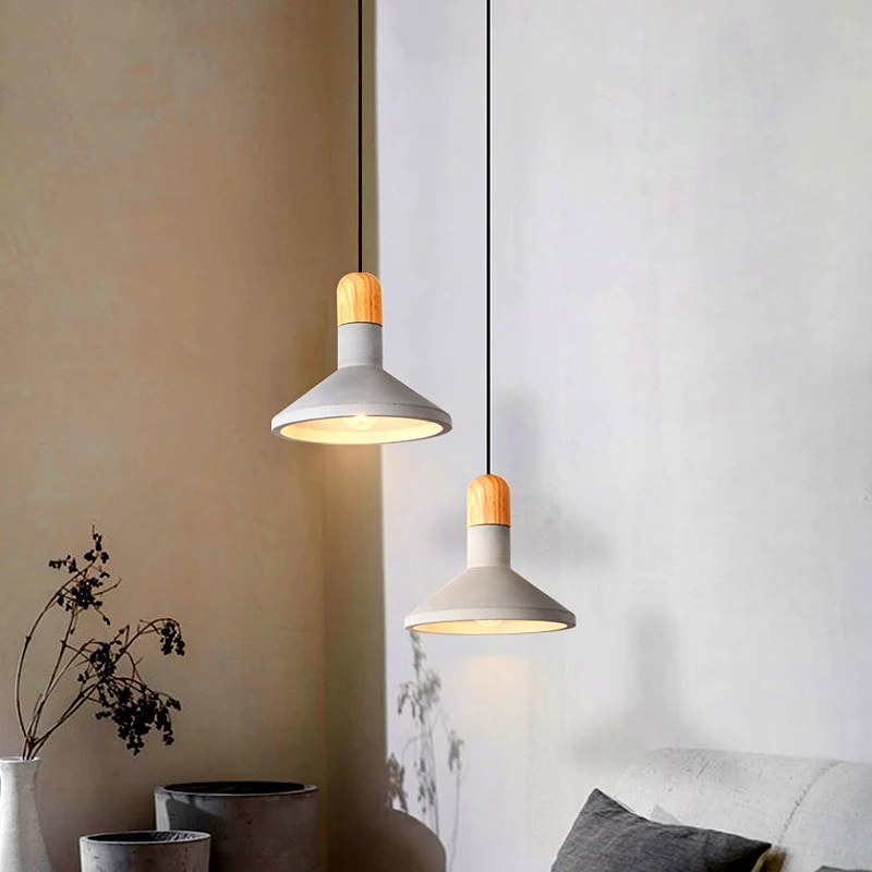 Minimalistische trechtervormige hanglamp Cement 1-lamps eetkamer ophanglamp grijs Clearhalo