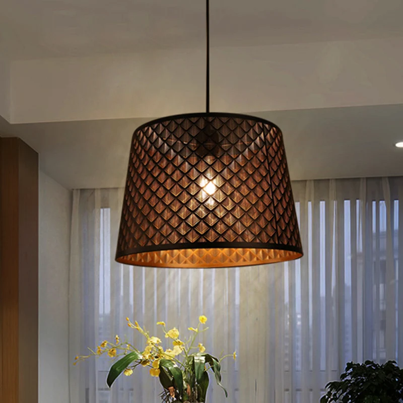 Mission X-Cage Drop Lamp, enkele lamp, metalen hangende plafondlamp met afgeknotte kegelvormige kap zwart Clearhalo