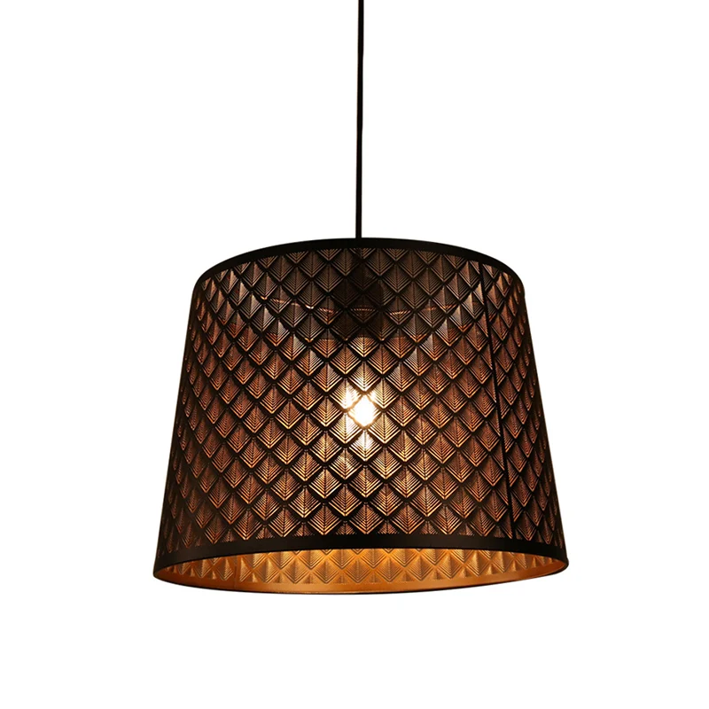 Mission X-Cage Drop Lamp, enkele lamp, metalen hangende plafondlamp met afgeknotte kegelvormige kap zwart Clearhalo