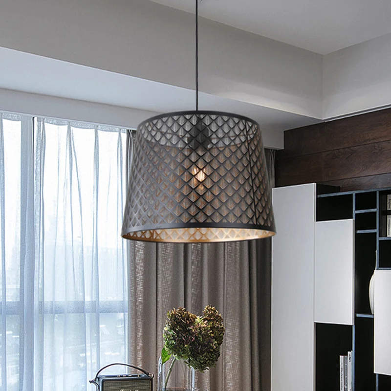 Mission X-Cage Drop Lamp, enkele lamp, metalen hangende plafondlamp met afgeknotte kegelvormige kap zwart Clearhalo