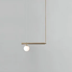 Modern minimalisme gouden metalen lineaire eiland hanglamp Globe glazen eiland plafondlamp voor woonkamer Clearhalo