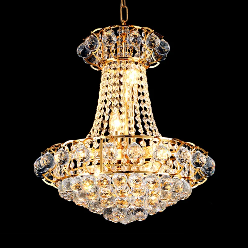 Moderne 10-lichts kroonluchterlamp met kristallen kap gouden koepel hangende plafondlamp Clearhalo