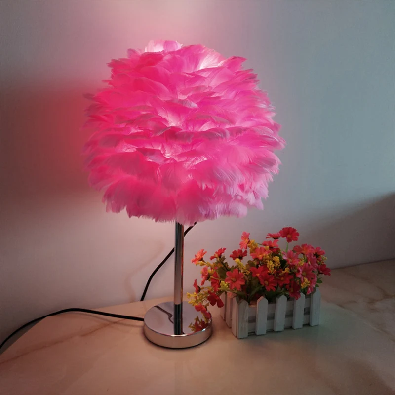 Moderne artisjok plug- tafellamp Feather 1-lichts nachtkastjelamp voor meisjeskamer roze/grijs/wit Clearhalo