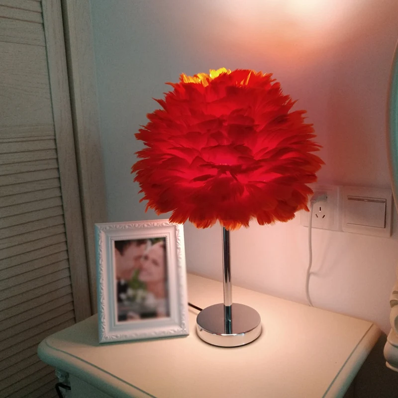 Moderne artisjok plug- tafellamp Feather 1-lichts nachtkastjelamp voor meisjeskamer roze/grijs/wit Clearhalo